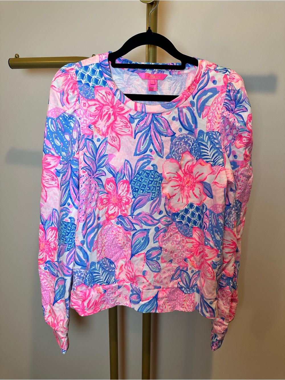 Lilly Pulitzer Floral Crewneck Long Sleeve Shirt - Pink & Blue - SKU 1198 - Picture 2 of 7